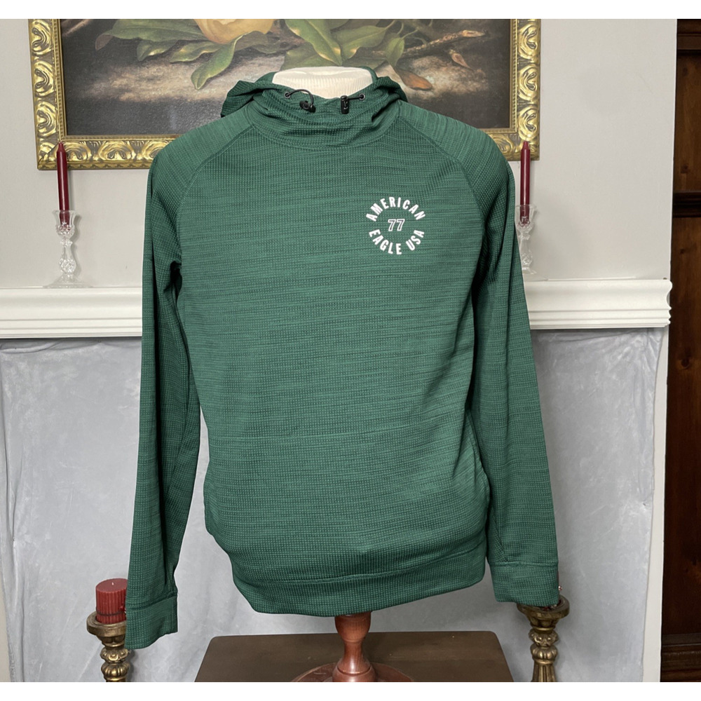 American Eagle Green Flex Hoodie Hooded Pullover Sweatshirt Small